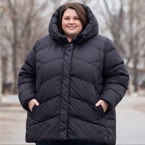 Steve Madden Gen Steve Black Puffer Jacket Pink Lining High Neck with Hood 3X